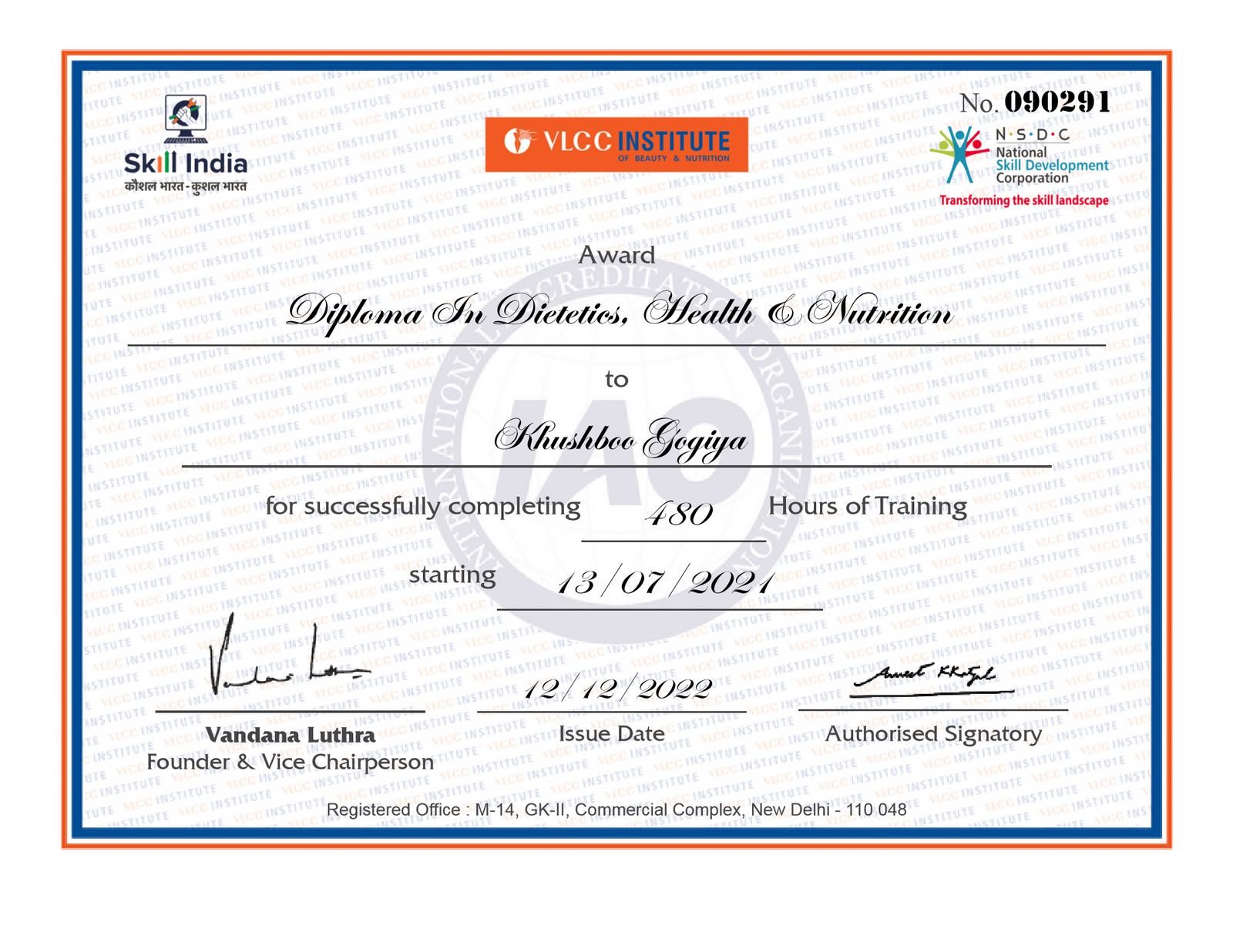 Diploma in Dietetics, Health & Nutrition - Dt. Khushboo Gogiya