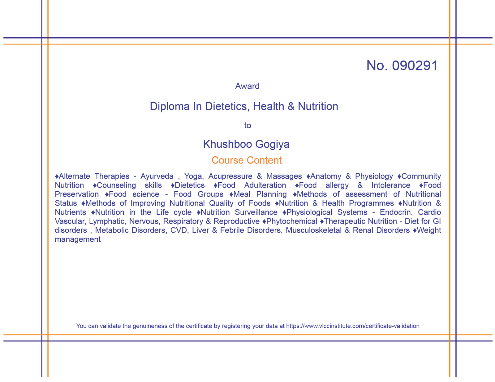 Course Curriculum and Clinical Modules - Dt. Khushboo Gogiya